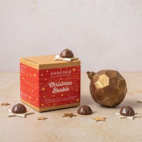 65% mega milk chocolate bauble by Chococo with Hazelnut gems inside 