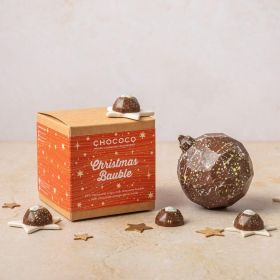 milk chocolate Christmas  bauble with chocolate orange gems inside by Chococo 