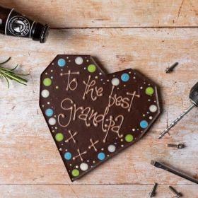 'To The Best Grandpa' Giant Dark Chocolate Heart by Chococo proudly handcrafted in Dorset 