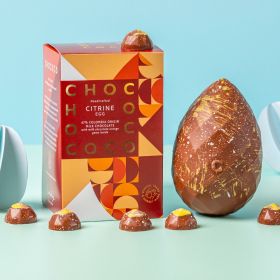 Citrine Milk Chocolate Easter Egg with Chocolate Orange gems inside - 250g