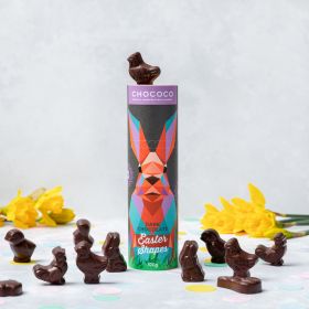 Easter Bunny Tube filled with Dark Chocolate Easter Shapes (vegan-friendly)