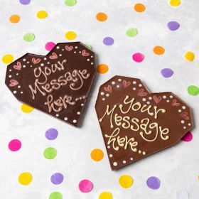 Send a Dark chocolate giant love heart with a hand piped personalised message this Father's Day. proudly handcrafted in Dorset   