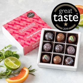 The Gin collection box of chocolates by Chococo proudly handcrafted in Dorset 