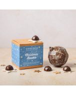 milk chocolate Christmas  bauble with salted caramel gems inside by Chococo 