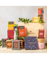 gaint christmas hamper by Chococo with an array of handcrafted chocolates, slabs, bars, hot chocolate, snowmen and gold fish 