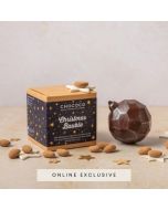 85% dark chocolate bauble by Chococo with cocoa beans inside 