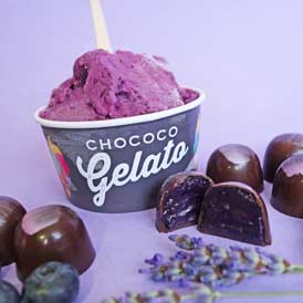 Meet new Blueberry & Lavender our chocolate & gelato August flavour of the month