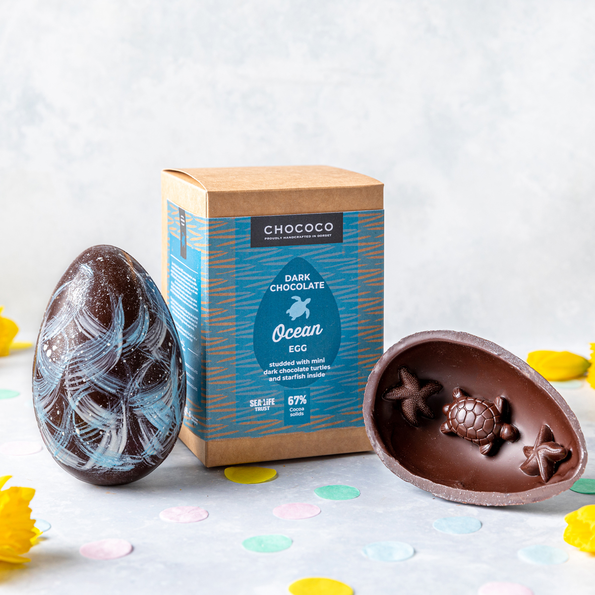 Good Housekeeping award our Dark Chocolate Ocean Egg 'Best Plastic-Free Egg'