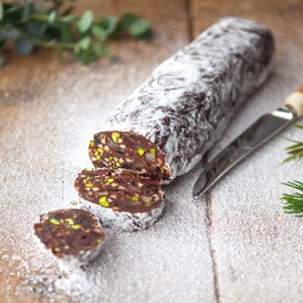 NEW Chocolate Salami studded with dried fruits & nuts now available to order online or buy in our shops
