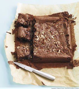 Squidgy Pecan Brownies recipe to make at home on a snow day!