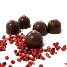 Our Chocolate of the month for April, 'Particularly Pretty Pink Pepper Plum' is in our Winchester & Swanage shops now