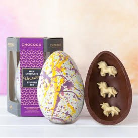 Our magical 43% Venezuela milk chocolate Unicorn Easter Egg has been named by Home & Gardens Magazine as a "Best Easter Treat"