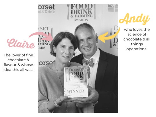 Claire and Andy holding a Dorset Food Award