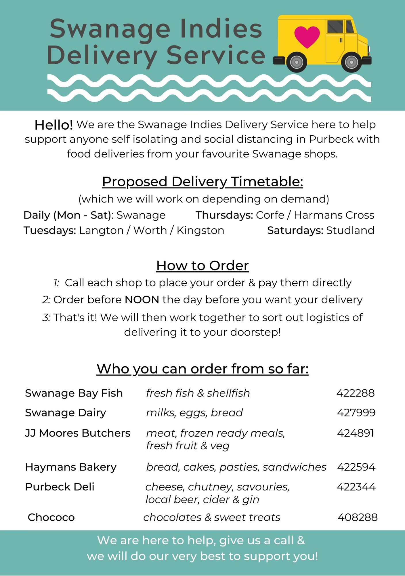 Swanage Indies Delivery Service information