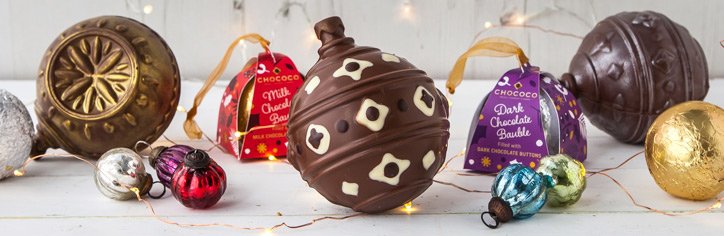 christmas chocolate baubles handmade by Chococo