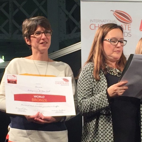 Chococo co-founder Claire collects award at World Final of International Chocolate awards 2016