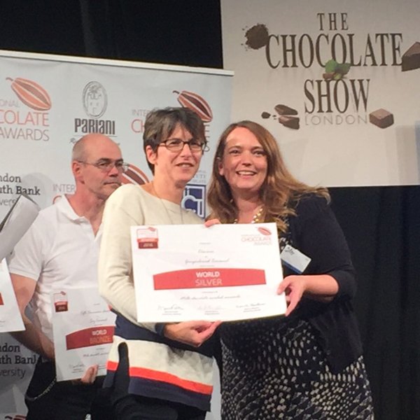 Chococo co-founder Claire collects award at World Final of International Chocolate awards 2016