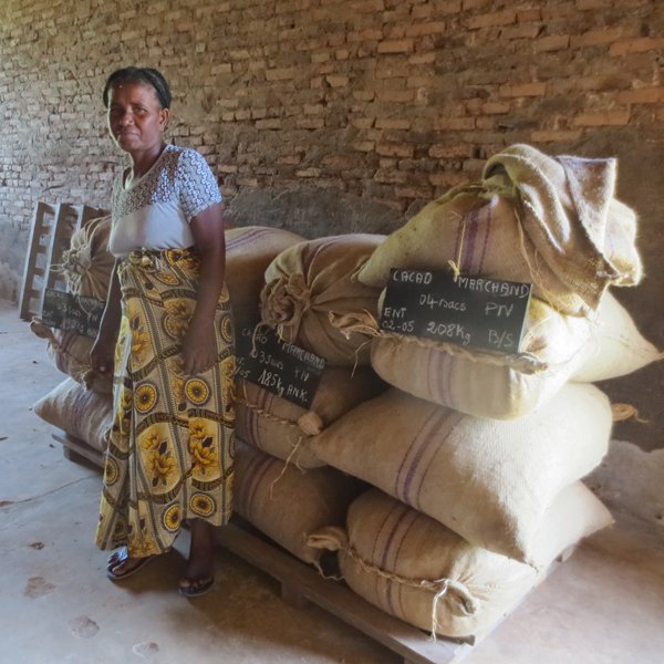  julie with dried beans sacks